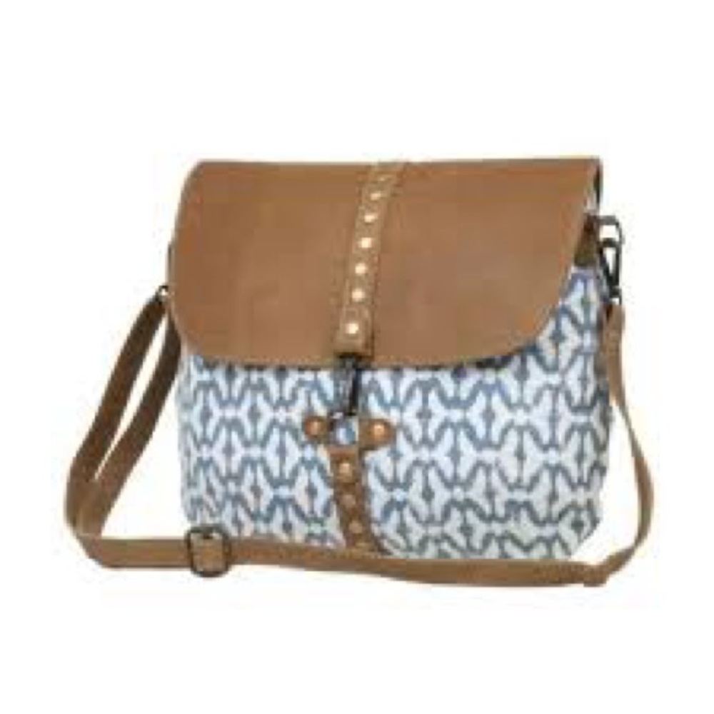 Myra Bag Patterned Cotton and Leather Crossbody Bag